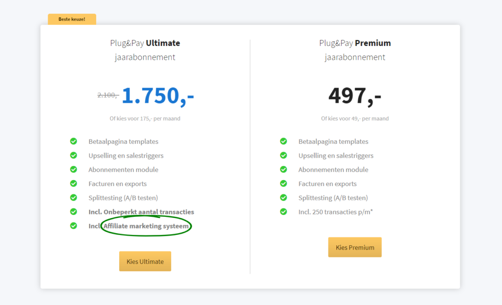 plug and pay prijzen