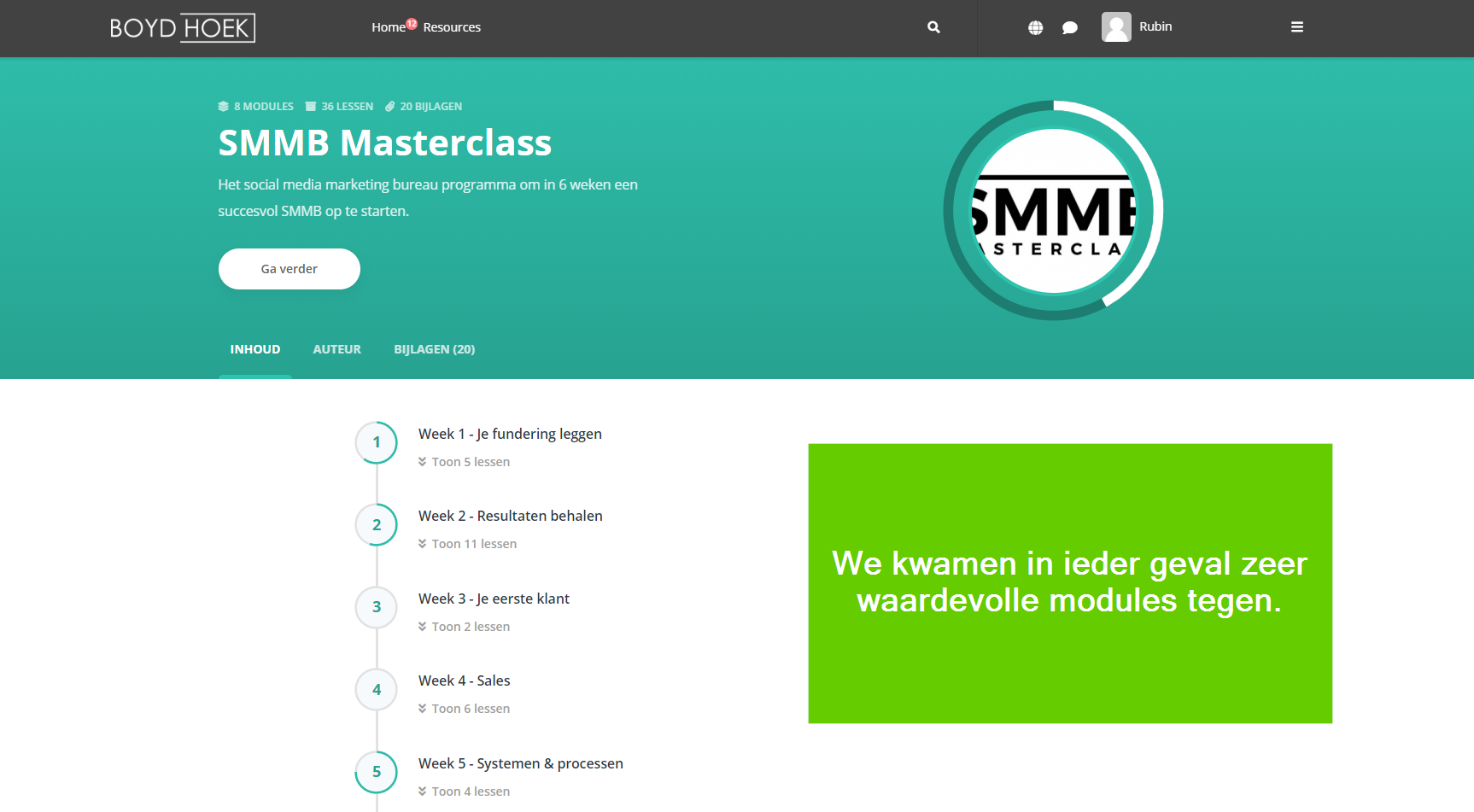 de modules van de smmb masterclass
